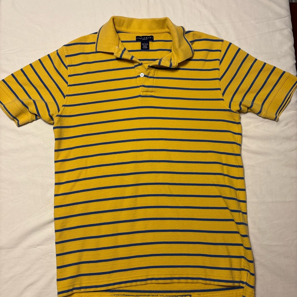 Ivy Crew Classics Short Sleeve Polo Yellow and Blue stripes made of 100% cotton